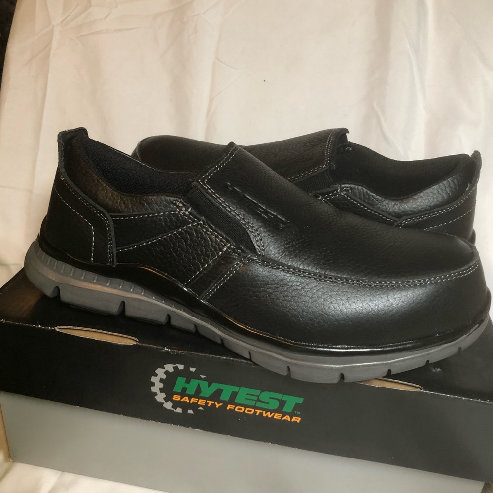 NIB | Hytest EH 17530 Women's Slip On Black Leather Safety Shoe Size 8